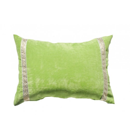Green Greek Key Velvet Lumber Cushion